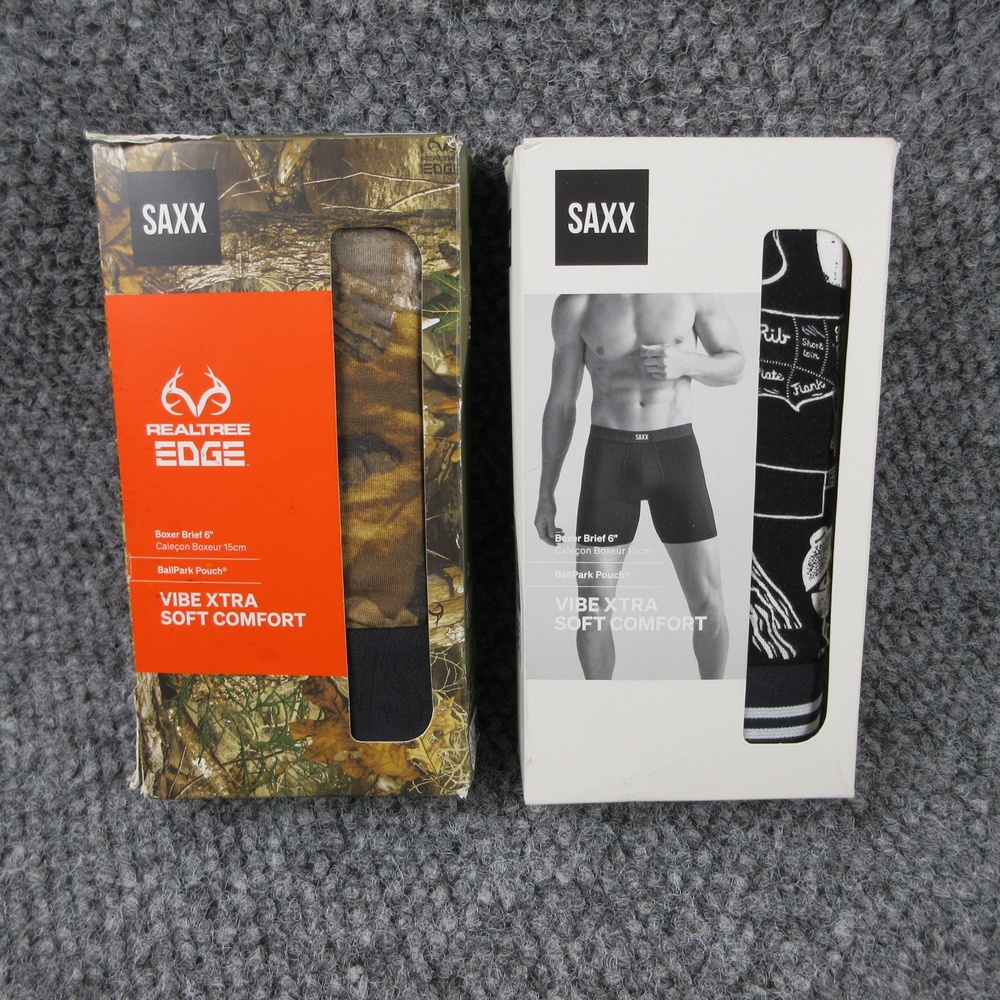 Saxx Boxer Briefs Mens 2XL Multicolor Realtree Bun Appetit Vibe 2 Pack NWT